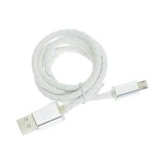 1m Leather Micro USB Cable - White