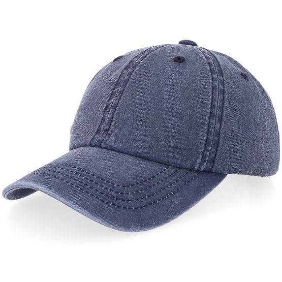 Equip - Blå unconstructed Keps - Kids Navy Pigment Washed Dad Cap @ Hatstore
