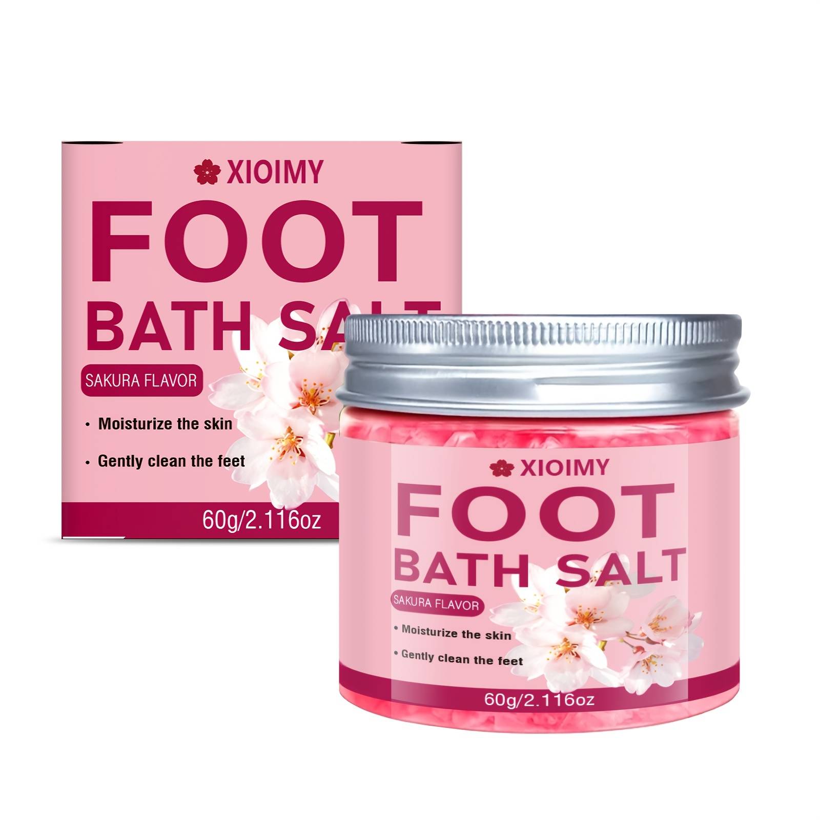 Xioimy Sakura Foot Soak Salt - 60g, Deep Cleansing And Moisturizing Foot Soak, Exudes A Delicate Floral Fragrance, Feet Soft And Smooth, Diy Foot Spa, Suitable For Dry And Cracked Feet - For Women