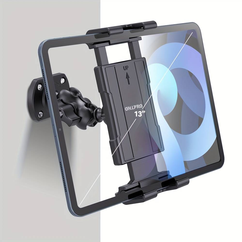 TEMU Ohlpro Tablet Wall Mount Holder Designed For Ipad, Featuring A Desk Stand With 360° Adjustment, A Drill Base, And Compatibility Ranging From 5" To 13" Including Ipads, Phones, And Tabs
