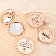 1 PC 65mm Rose Gold Plated Round Double Sided Cosmetic Mirror, Beautifully Customized For A Special Her! Suitable For Mother's Day, Birthdays And All Kinds Of Special Occasions, Make Every Beautiful Moment More Memorable. Suitable For Home Decoration, Travel Essentials, Perfect Gift Choice For Mom, Sister, Daughter, Friend! Whether It's For Living Room, Bedroom, Bathroom Or Wedding, Party, It's A Fun New Year Gift For Men, Moms, Dads, Friends And Teachers