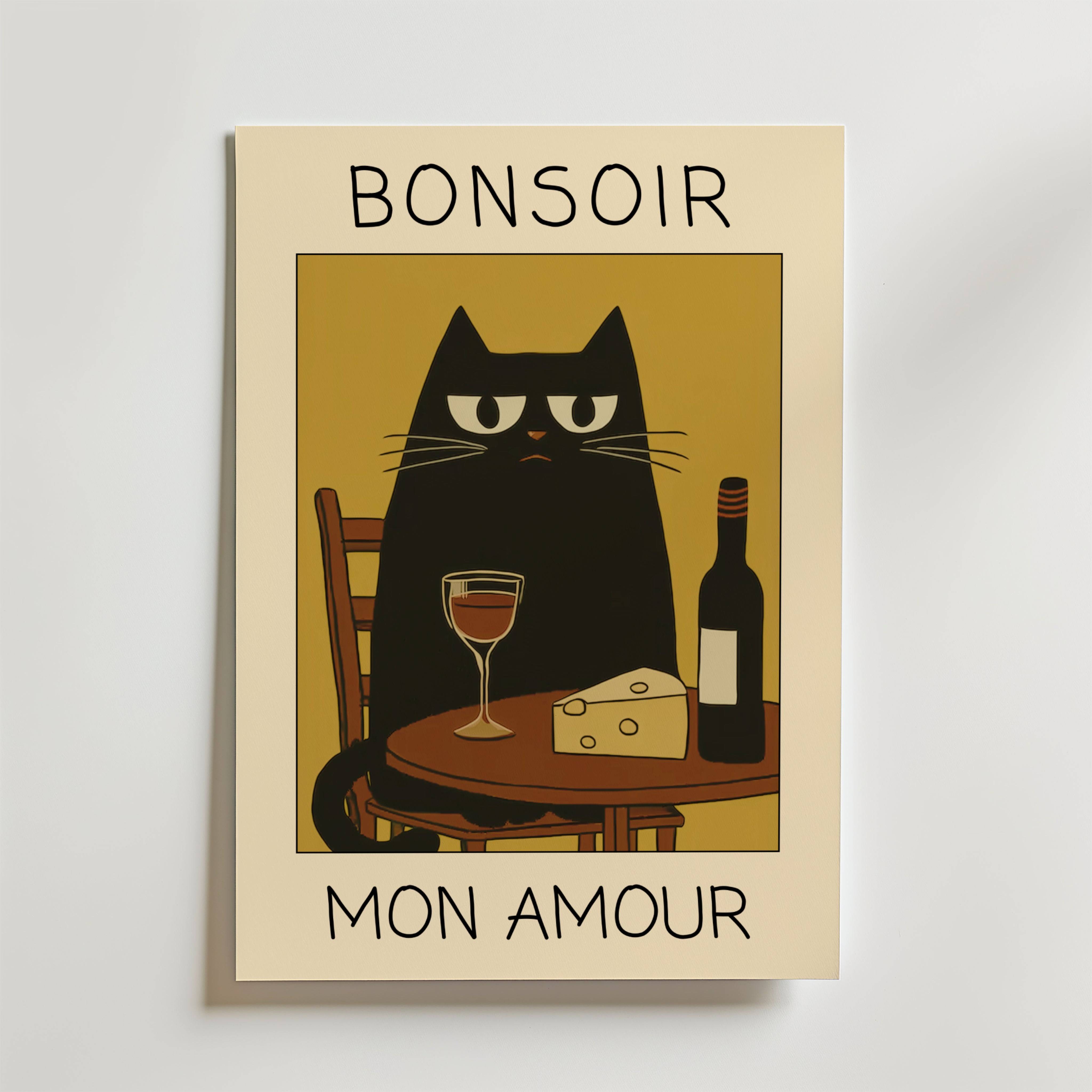 Evening Cat Rendezvous Poster - Premium Canvas 30x40 cm