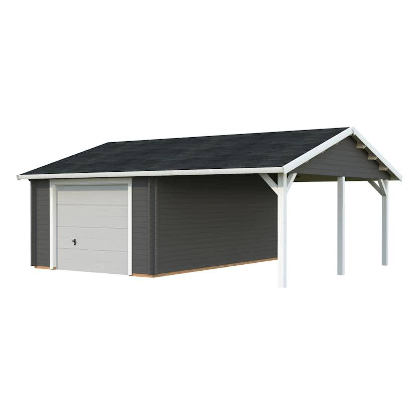 Garage Palmako Roger med Carport 36,5 m2 och Takskjutport