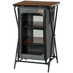 Campingskab foldbar køkkenboks med lynlås, bærbar campingkøkken med bordplade, 3 hylder, bæretaske Oxford mørkegrå 60 x 50 x 99