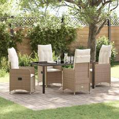 5-delers have spisebord sæt med puder beige poly rattan