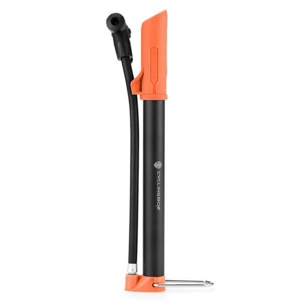 Cykelpump 120 PSI med Presta och Schrader, avtagbar slang, lätt aluminium och fäste för flaskhållare Orange
