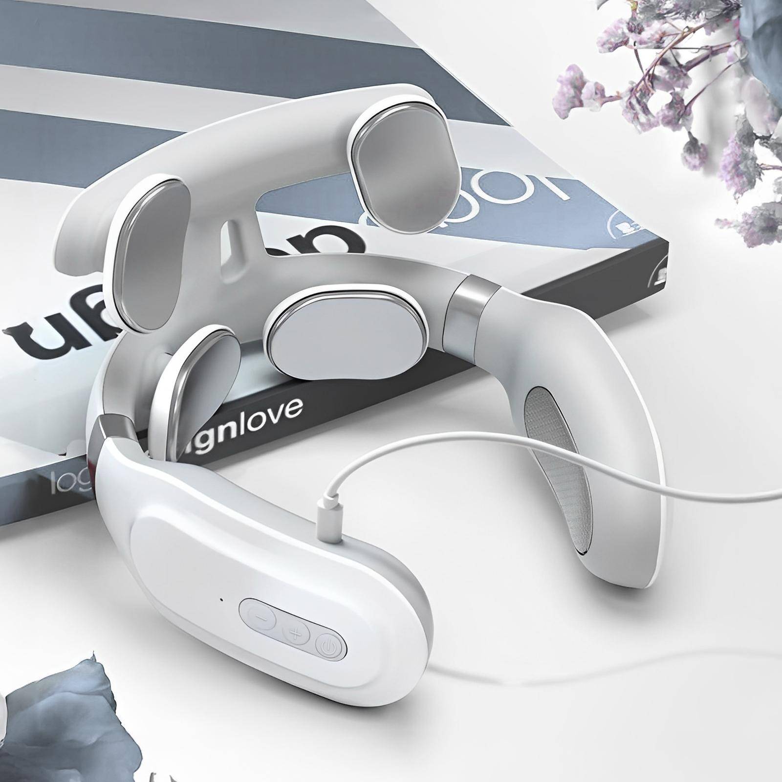 Portable Neck Shoulder Massager Deep Tissue Kneading 4 Modes 16 Intensity USB Rechargeable Ergonomic Design US Plug