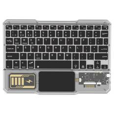 KB333 Transparent 78 Keys Wireless Bluetooth Keyboard with Touchpad, Colorful Backlight - Black