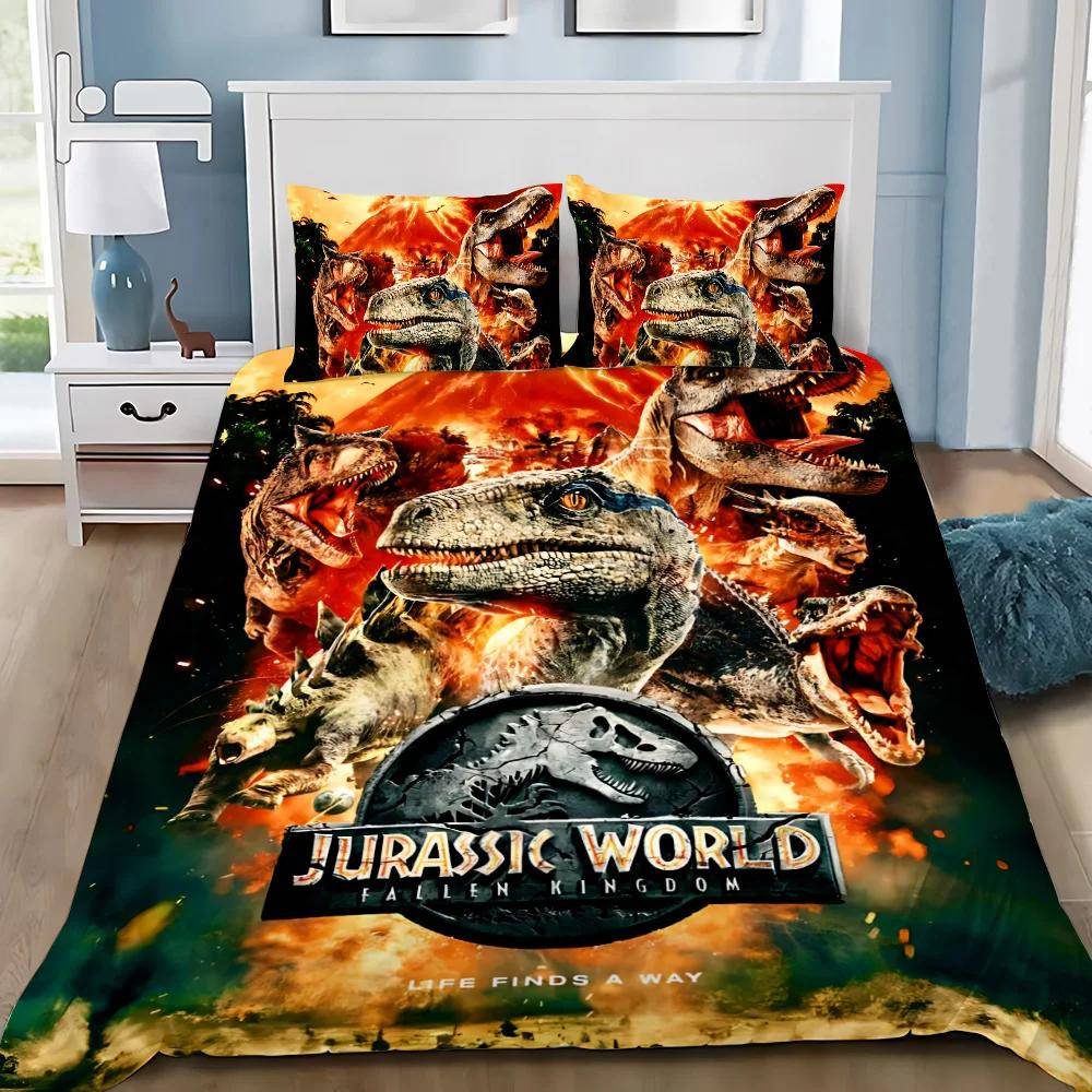 Hett J-Jurassic Dinosauriepark Världslakan Örngott Dinosauriesängkläder Set Vuxen Pojke Flicka Sovrumsinredning Enkel Dubbel