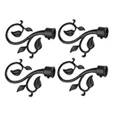 4Pcs Curtain Decorative Pole/Rod Finials Ends Heads Caps Rod Kits Black, Curtain Pole Decoration Accessories, Curtain Pole Ends Rod Heads Caps Curtain Accessories