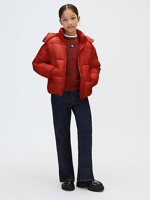 Calvin Klein  Kids Hooded Logo Puffer Coat