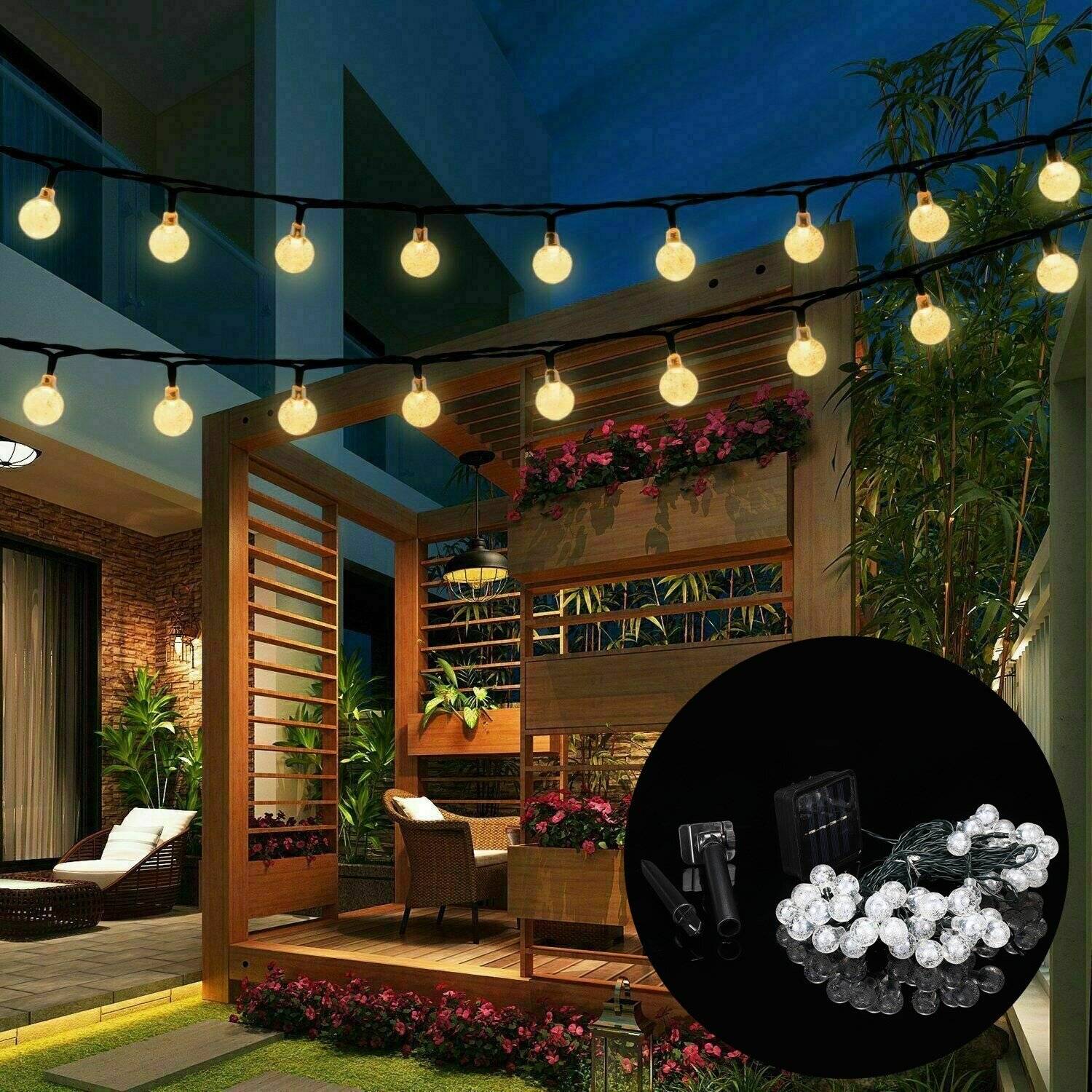9,5 M 50 LED Solar Fe Fairy Bulb String Light 8 Lägen Utomhus Inomhus Trädgårdsbröllopslampa Julgran Dekorationsljus