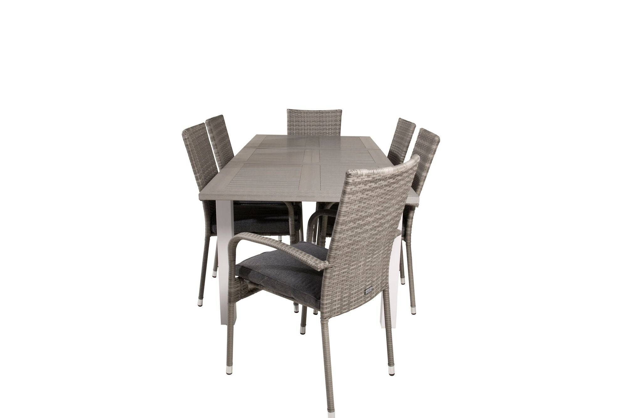 Venture Home Albany spisebord 152/210*90 - White Alu / Grey Aintwood+Anna Arm stol (stackable) - Grey_6