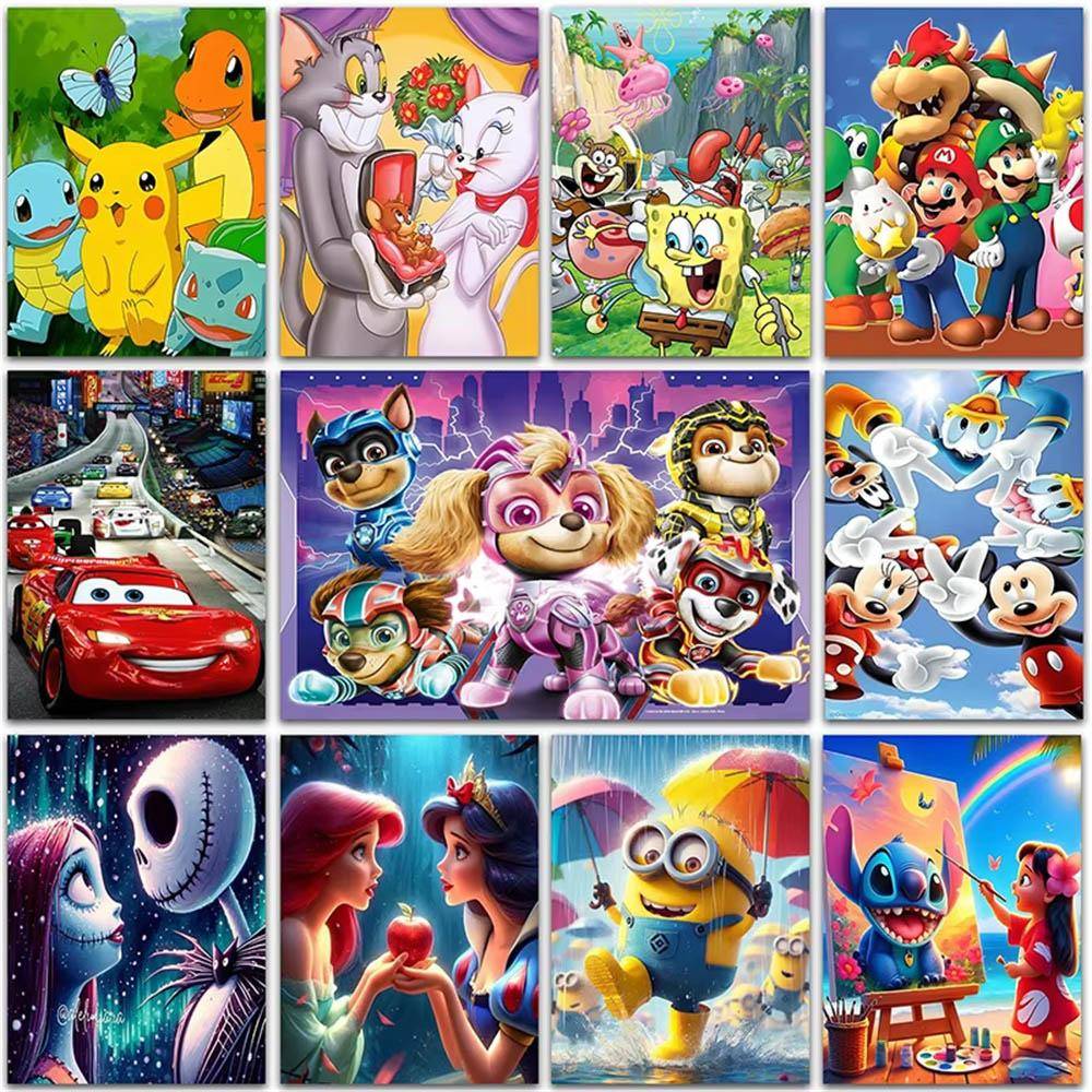 Disney Diamantmålning Lilo och Stitch Pokemon Minions Hello Kitty Heminredning Full Fyrkantig&Rund Mosaikbroderi Korsstygn