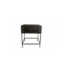 WOOD & Iron Sidetable /Drawer - Svart / Mässing