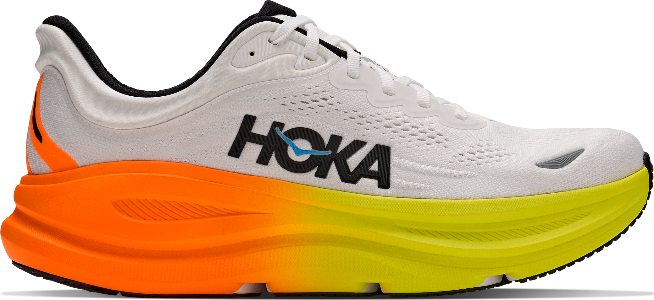 Hoka Men's Bondi 9 White/Neon Tangerine, 46