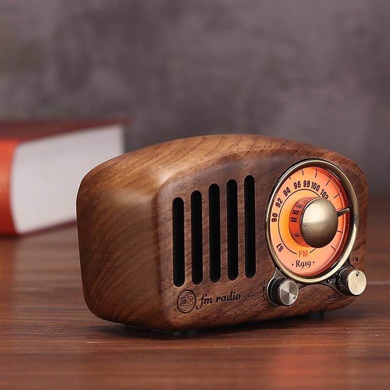 Retro Radio Bluetooth 5.0 Valnötsträ