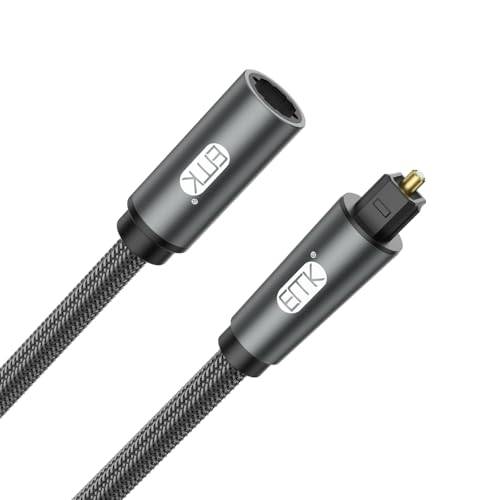 Optisk kabelförlängning, EMK 0,5M optisk ljudkabel Toslink hona till manlig ljud utökad kabel kompatibel för LG/Samsung/Sony/Philips Sound Bar, smart TV, hemmabio, PS4, Xbox & PlayStation