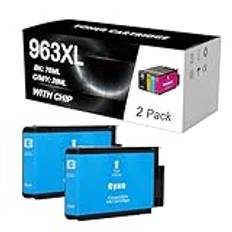 Kompatibel För 963 XL Bläckpatroner Combo Pack-ersättning För HP OfficeJet Pro 9010 9019 9020-skrivare, Högkapacitetsbläckkombinationsfärger,Cyan-2 Pack