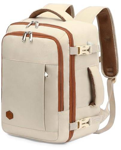 VANKEV 45x36x20 für easyJet Handgepäck Laptop Rucksack Reiserucksack | 30L Handgepäck, Leichte Freizeitrucksack, Tasche Rucksack 15.6 Zoll Laptop Backpack für Herren und Damen, Beige