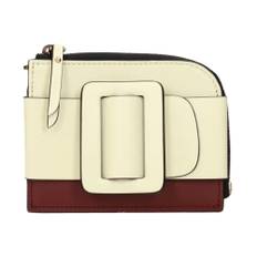 Boyy, Accessoarer, Dam, ONE Size, Läder, Beige Läderkorthållare med dragkedja