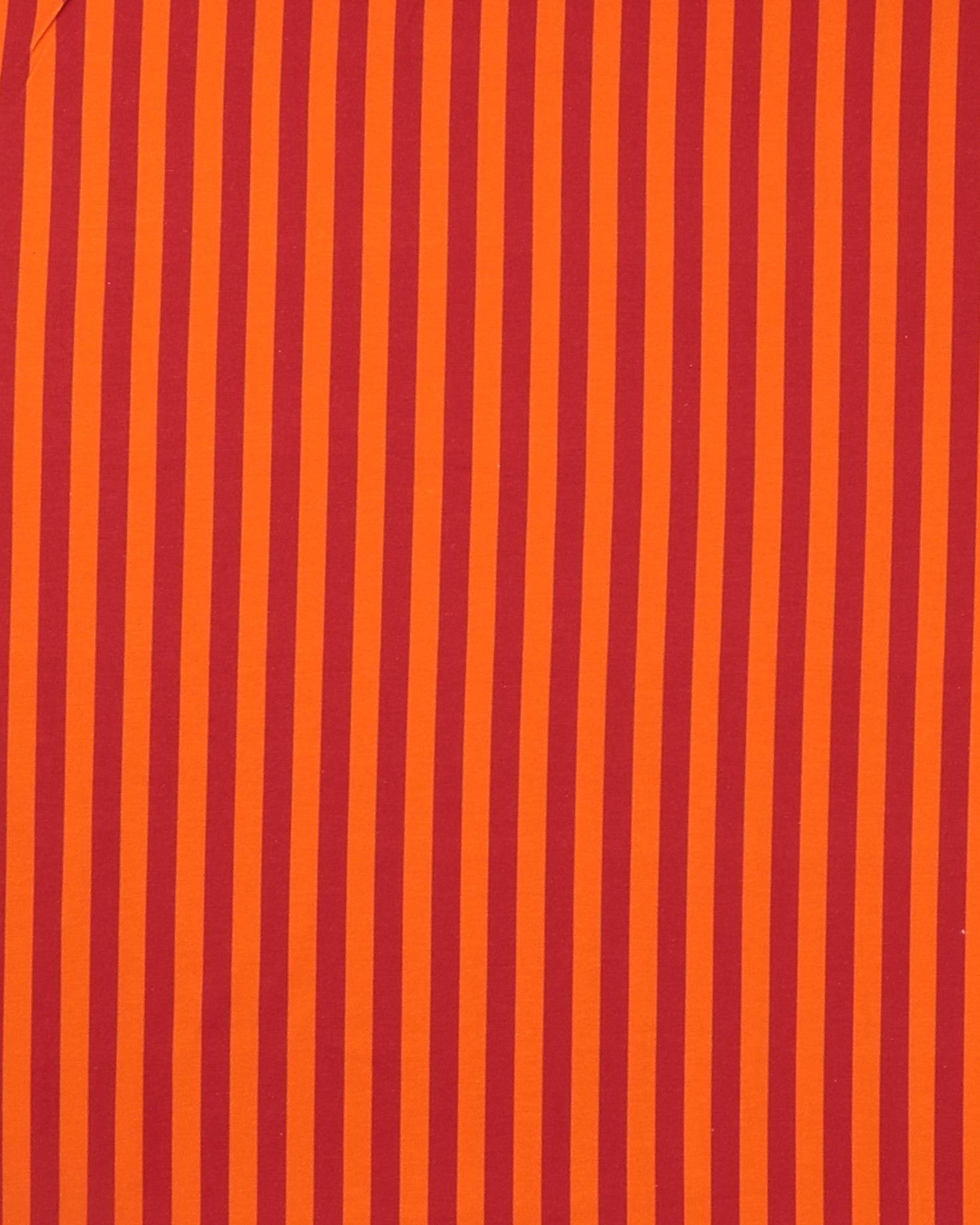Orange og mørkerøde striber - Jersey - 95% Bomuld, 5% Elastan