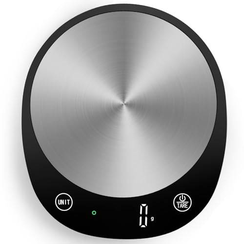 Homebuds Digital Köksvågar, med fokus på vågar sedan 2001, digital våg, brevvåg med gram och uns för bantning, bakning, matlagning och keto, LED-skärm, 3*AAA batterier ingår, Svart