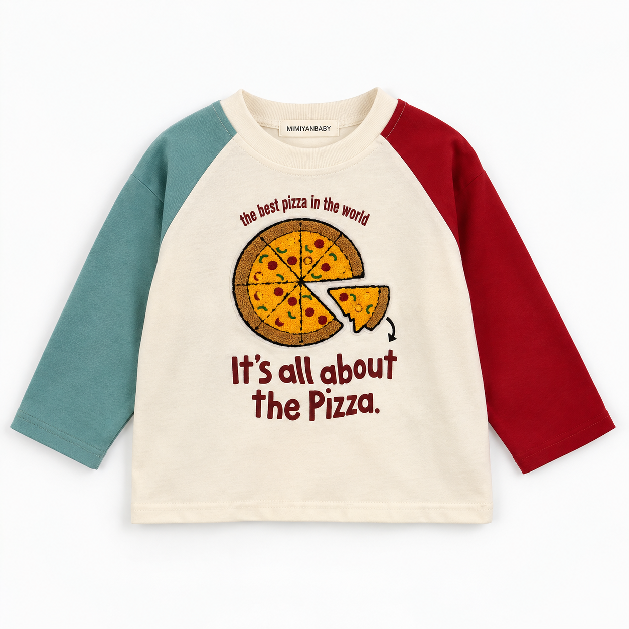 LittleRetro – Coolt & trendigt – Långärmad tröja för barn med grafiskt tryck Pizza / 90 (1–2 år) | Pedagogiska Träleksaker