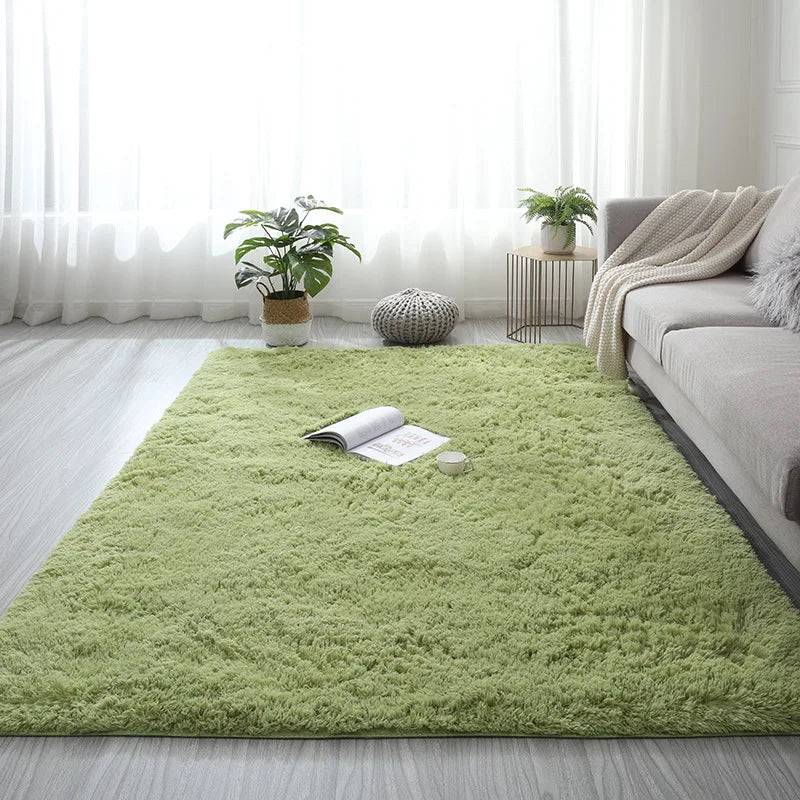 Modern Living Room Large Carpet Long Hair Children's room Carpets Bedroom Furry Decoration Rug - 2042-Grass green / 100x160cm 39x63inch