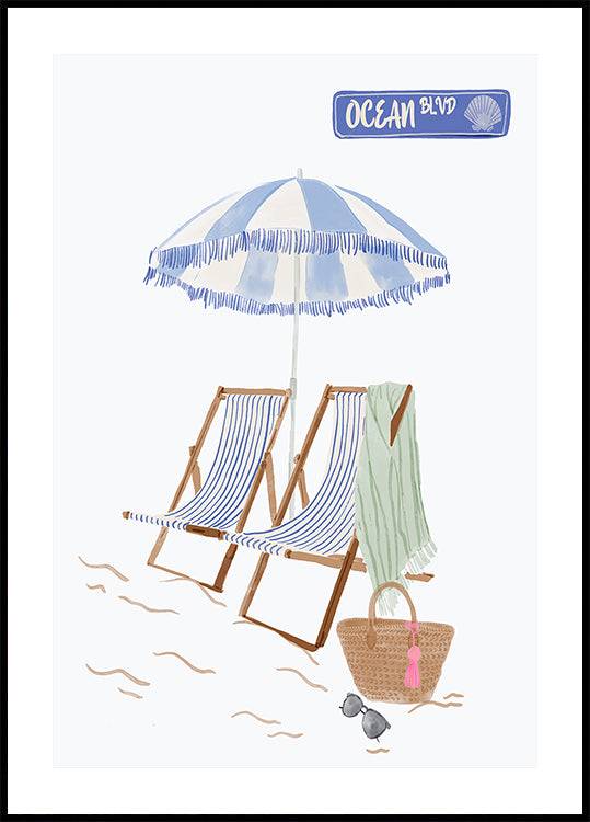 Beach chairs Plakat (21x30cm) - Plakater >