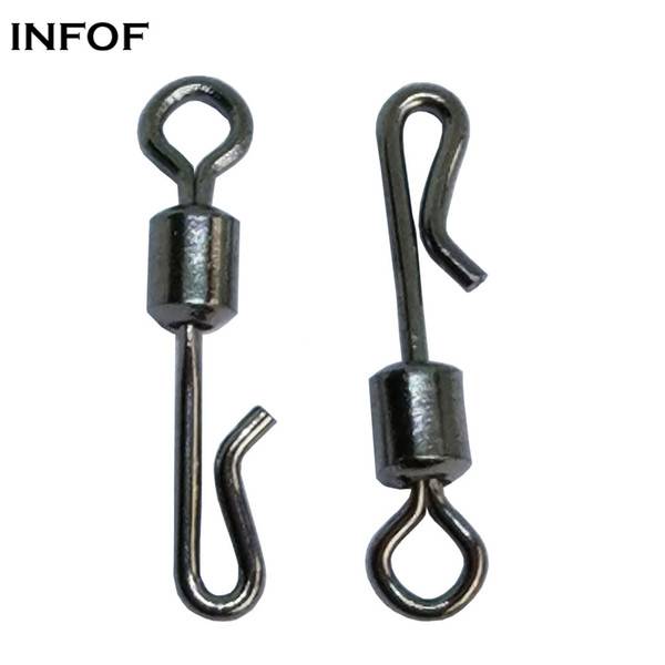 INFOF F6018 100pieces/lot Quick change swivel connector Bass fishing swivel carp terminal tackle Emerillones Pesca Peche Giratorios