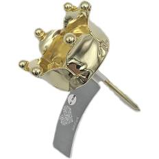 Julefryd metal fyrfadsstick krone 4x7 cm - guldfarvet