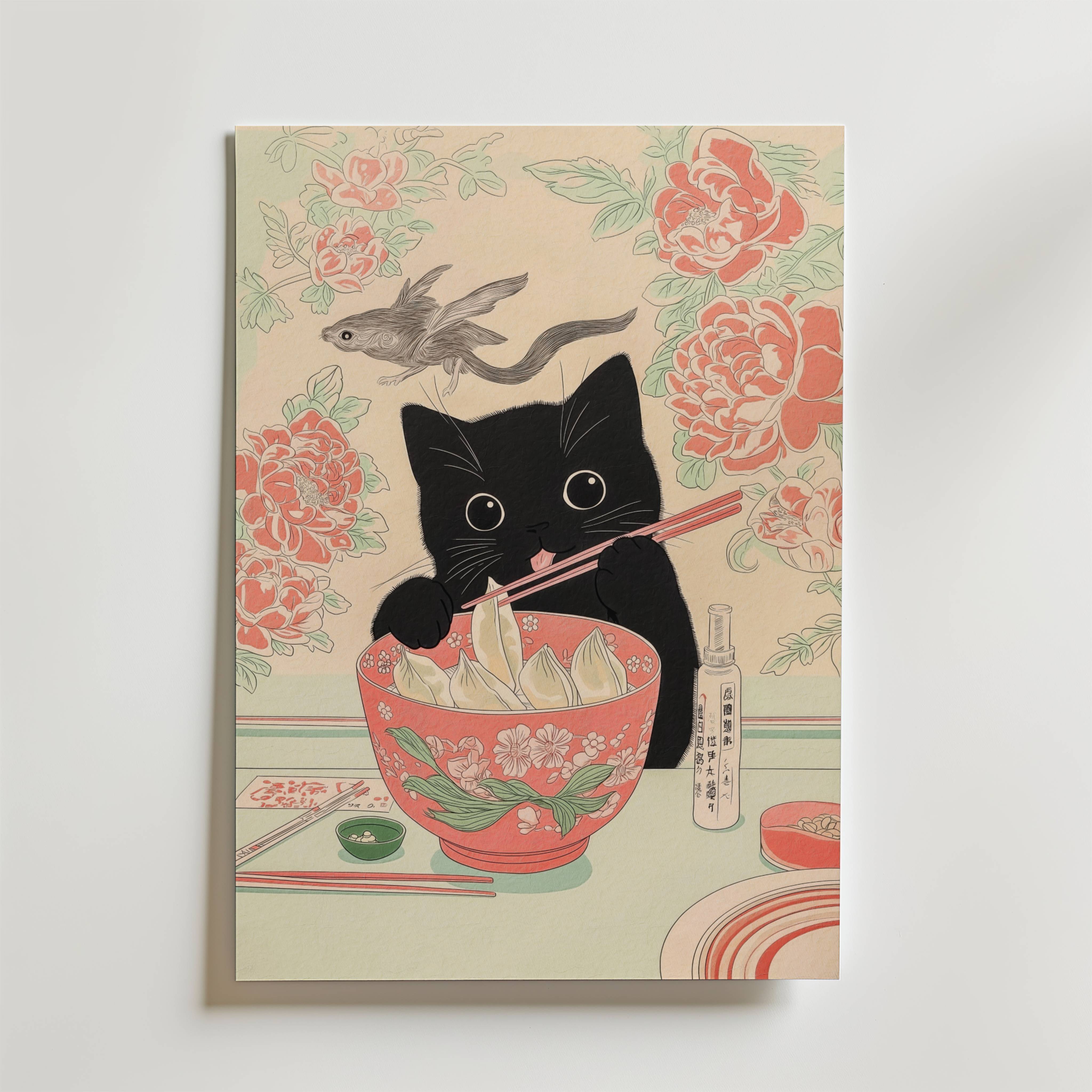 Dumpling Cat Poster - Premium Canvas 21x30 cm