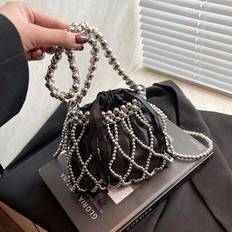 Fashion Handmade Beaded Clutch Bag, Makeup Bag, Stylish Shoulder And Crossbody Bag - Silver