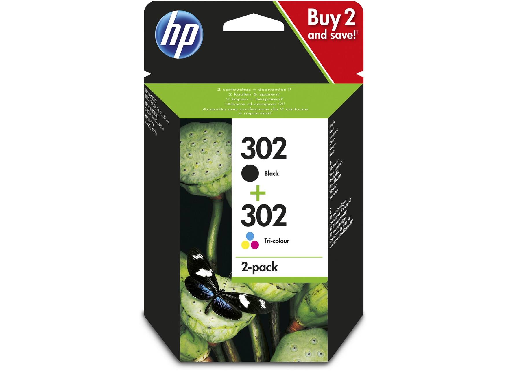 HP 302 originalbläckpatroner i 2-pack svart/trefärg