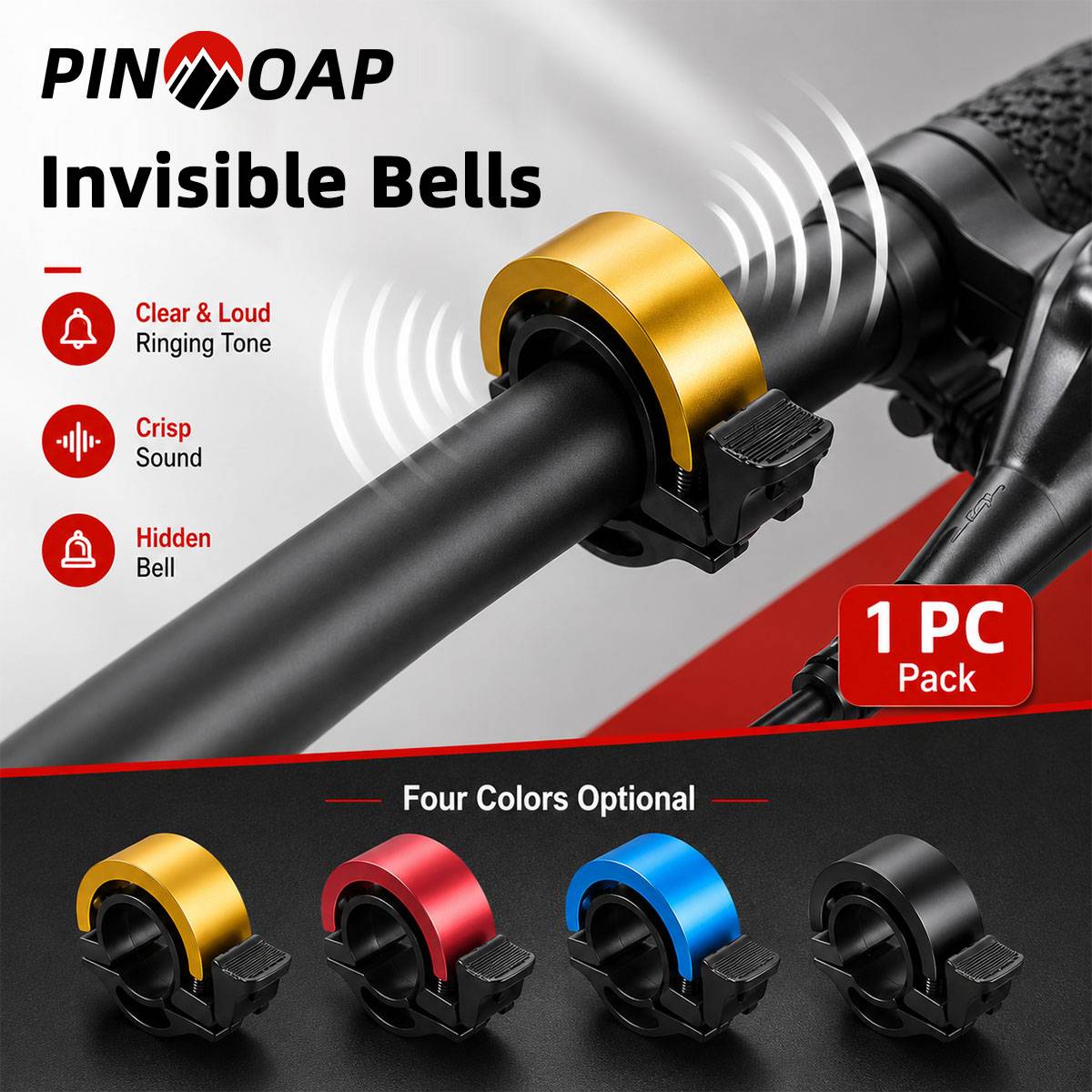 PINMOAP 1PC Invisible Bike Bell Loud Clear Ring Compact Hidden Bicycle Bell For Mtb Road Bike Scooter Handlebar Cycling Safety