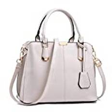 Pahajim Kvinnor Handväskor PU Läder Topphandtag Satchel Tote Handväska Axelväskor Messenger väska för kvinnor Läder Dam Axelväska Mode Tygväska Casual Work (vit)