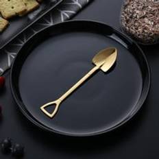 Rostfritt stål järn spade färgglad titan form dessert sked mat kaffe glass omrörning godis te sked