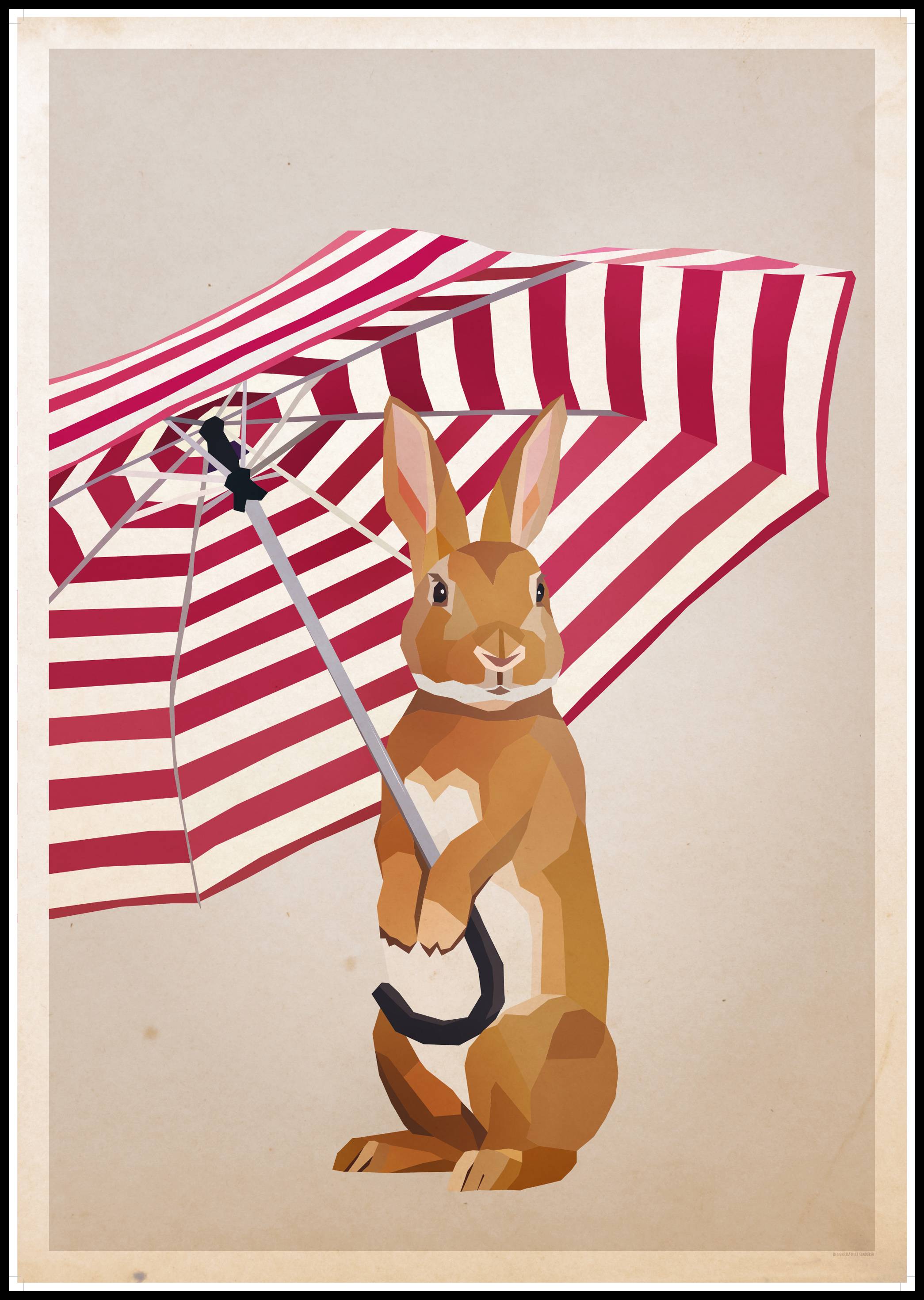 Rabbit with Umbrella Poster (30x40 cm)