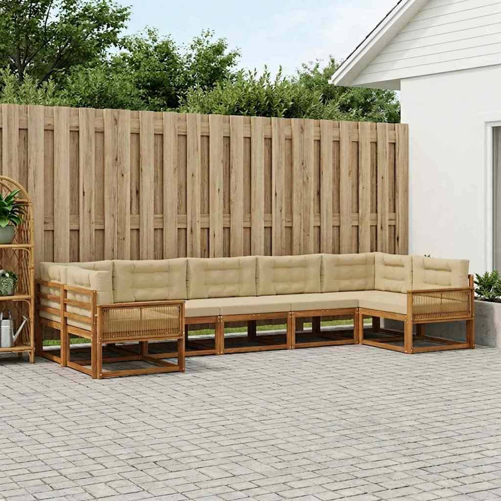 vidaXL Udendørs sofagruppe 7 stk. Naturlig og Beige