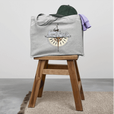 Kompasset - Stor Kraftig mulepose i genbrugsstof - grå meleret / One size - tasker, indkøbsnet & totebags med sjove tryk & designs
