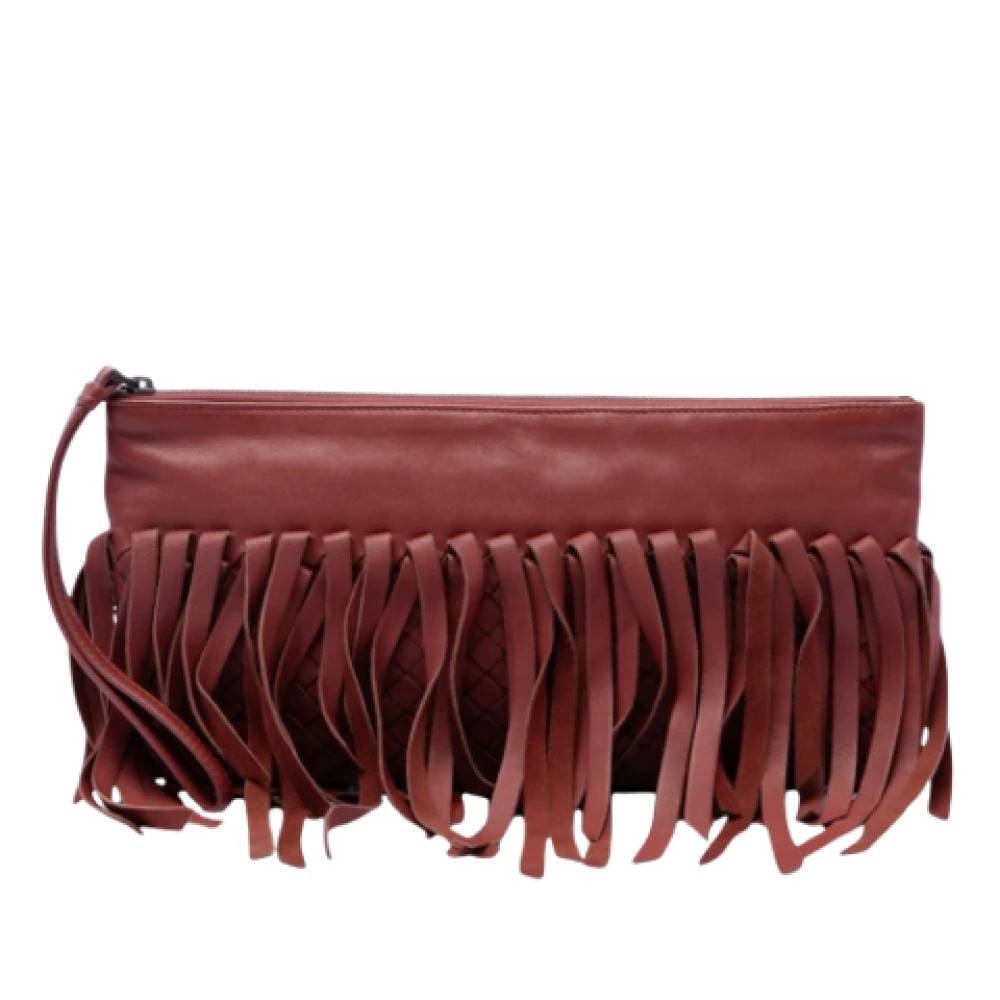 Bottega Veneta Vintage Pre-owned Woven Fringe Clutch - Vintage - Dame - Rød - ONE SIZE - Læder