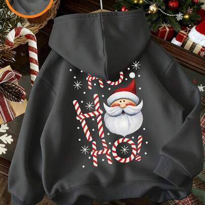Sweatshirt för tween-pojke med roligt tryck, varm och bekväm termofodrad pullover för höst/vinter - Mörkgrå (6Y,7Y,8Y,9Y,10Y,14Y,11Y,12Y,13Y)