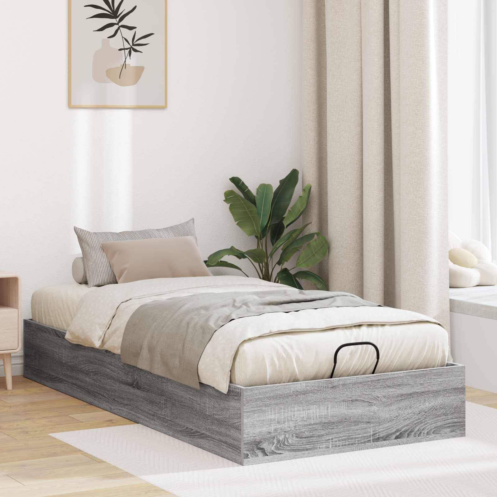 vidaXL Ottoman Sängram Grå Sonoma 193 x 75,5 x 25 cm Konstruerat trä