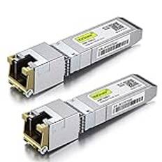 [2 Pack] 10Gb SFP+ RJ45 Copper Module 30-meter, 10GBase-T SFP+ Transceiver Compatible for Cisco SFP-10G-T-S, Ubiquiti UniFi UF-RJ45-10G, Netgear, Mikrotik S+RJ10, TP-Link, D-Link