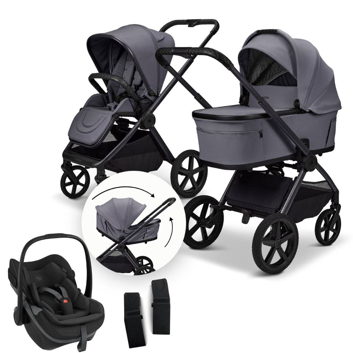 Moon Gio Fold 3-in-1 Stroller Set incl. Maxi-Cosi Pebble Slide Pro Infant Car Seat - Graphite