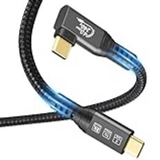 CHENLENIC USB4-kabel, med Thunderbolt 4-kabel, 240 W laddning, 40 Gbit/s data, 8K @ 60Hz HDR, USB C till USB C, 90 grader för hub, Dock MacBook, M2, M3, Mac SSD (90 graders USB4 40G 240W 1M)