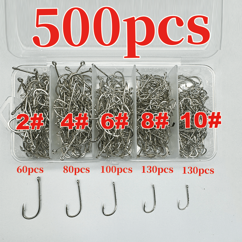 20% Off Crazy Grab 500pcs Stab Hook Set With Ring Anti-release/full Model 2/4/6/8/10 Purpose For Sea Fishing And Freshwater/wear-resistant And Rust-proof