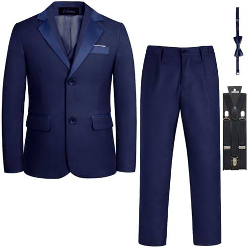 LOLANTA 5-Tlg. Jungen Smoking Anzug, Page Boy Anzüge Jungen Hochzeit, Passt, 170, Marine