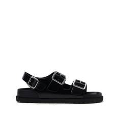 Birkenstock - Milano sandaler - dam - gummi/kalvskinn/kalvskinn - 39 Narrow - Svart